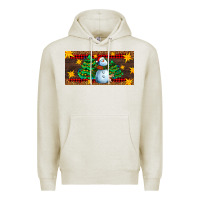 Oatmeal Heather christmas tree with snowman Premium Hoodie - AdoDesignShop