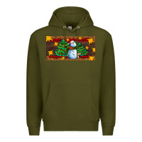 Army Green christmas tree with snowman Premium Hoodie - AdoDesignShop