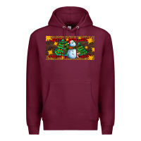 Burgundy christmas tree with snowman Premium Hoodie - AdoDesignShop