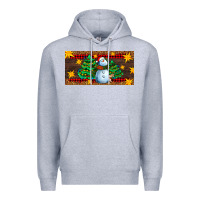 Heather Grey christmas tree with snowman Premium Hoodie - AdoDesignShop