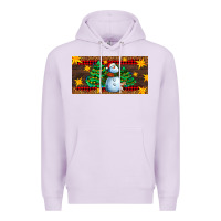 Lilac christmas tree with snowman Premium Hoodie - AdoDesignShop