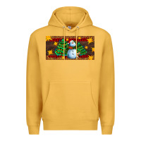 Mustard christmas tree with snowman Premium Hoodie - AdoDesignShop