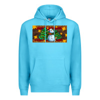 Ocean Blue christmas tree with snowman Premium Hoodie - AdoDesignShop