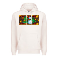 Pale Pink christmas tree with snowman Premium Hoodie - AdoDesignShop