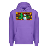 Purple christmas tree with snowman Premium Hoodie - AdoDesignShop