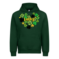 Forest Green lucky heart shaped clover Urban Hoodie - AdoDesignShop