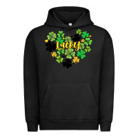Pigment Black lucky heart shaped clover Urban Hoodie - AdoDesignShop