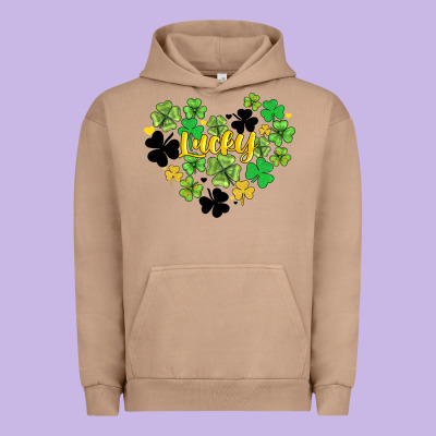 Lucky Heart Shaped Clover Urban Hoodie Designed By Adodesignshop