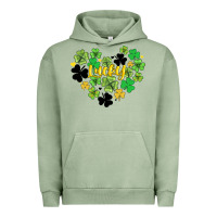 Pigment Oil Green lucky heart shaped clover Urban Hoodie - AdoDesignShop