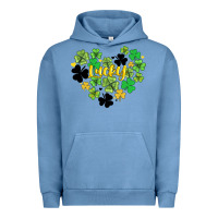 Pigment Pebble Blue lucky heart shaped clover Urban Hoodie - AdoDesignShop