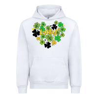 White lucky heart shaped clover Urban Hoodie - AdoDesignShop