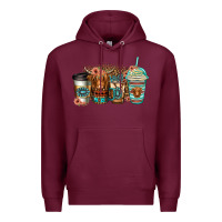 Burgundy serape floral longhaired cow coffee cups Premium Hoodie - Jasminsmagicworld