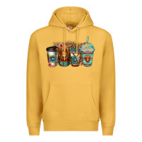 Mustard serape floral longhaired cow coffee cups Premium Hoodie - Jasminsmagicworld