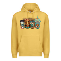 Antique Gold serape floral longhaired cow coffee cups Premium Hoodie - Jasminsmagicworld
