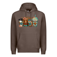 Coffee serape floral longhaired cow coffee cups Premium Hoodie - Jasminsmagicworld