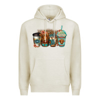 Oatmeal Heather serape floral longhaired cow coffee cups Premium Hoodie - Jasminsmagicworld