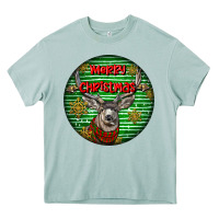 Mule Buck Deer Head Christmas Heavy Core Tee | Teevron