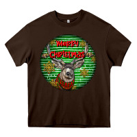 Chocolate Brown mule buck deer head christmas Heavy Core Tee - LillyAllenDesigns