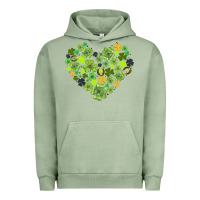 Pigment Oil Green heart shaped clover Urban Hoodie - AdoDesignShop