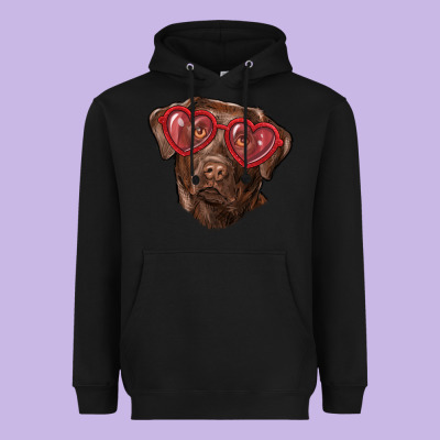 Heavyweight Hoodie labrador retriever with love glass