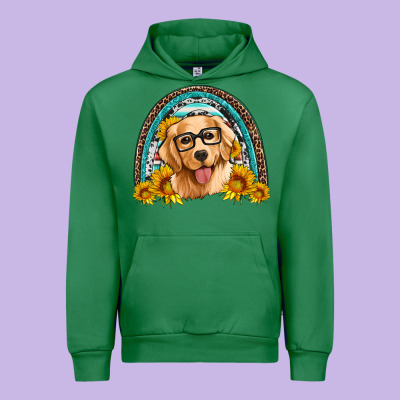 Golden Retriever Rainbow Urban Hoodie Designed By Artiststas