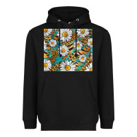 Black Leopard And Tiger Daisy Heavyweight Hoodie - RanaPortraitStore