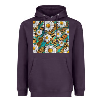 Plum Leopard And Tiger Daisy Heavyweight Hoodie - RanaPortraitStore
