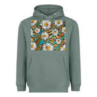 Sage Leopard And Tiger Daisy Heavyweight Hoodie - RanaPortraitStore