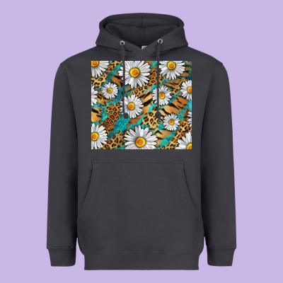 Heavyweight Hoodie Leopard And Tiger Daisy