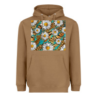 Toasted Coconut Leopard And Tiger Daisy Heavyweight Hoodie - RanaPortraitStore