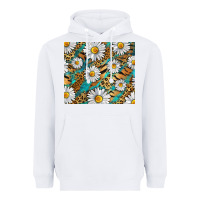 White Leopard And Tiger Daisy Heavyweight Hoodie - RanaPortraitStore