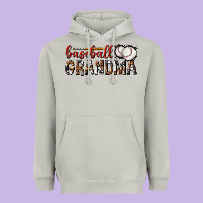 Heavyweight Hoodie baseball grandma with leopard