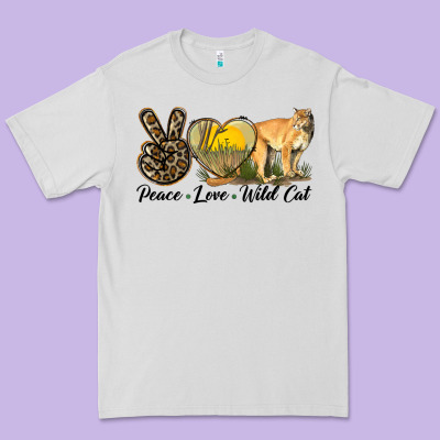 Peace Love Wild Cat Premium Tee Designed By Lillyallendesigns