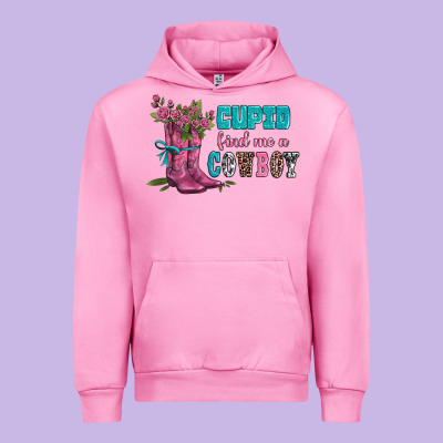 Velantines Day Cupid Find Me A Cowboy Urban Hoodie Designed By Adodesignshop