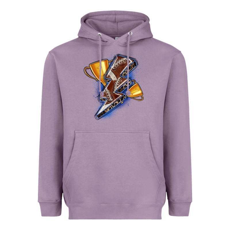 Football Lightning Bolt Heavyweight Hoodie by Zillion Design Studio | Teevron
