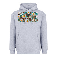 Heather Grey leopard daisy Heavyweight Hoodie - RanaPortraitStore