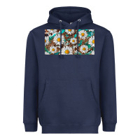 Navy leopard daisy Heavyweight Hoodie - RanaPortraitStore