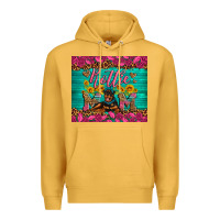 Mustard Rottie mom with roses Premium Hoodie - Artiststas