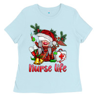 Baby Blue christmas nurse life gnome Ladies Tee - BarkalooDesign