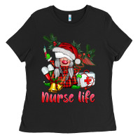 Black christmas nurse life gnome Ladies Tee - BarkalooDesign