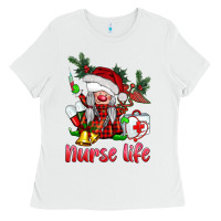 White christmas nurse life gnome Ladies Tee - BarkalooDesign