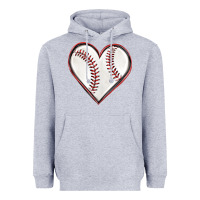 Heather Grey baseball heart Heavyweight Hoodie - texasbilliewilder