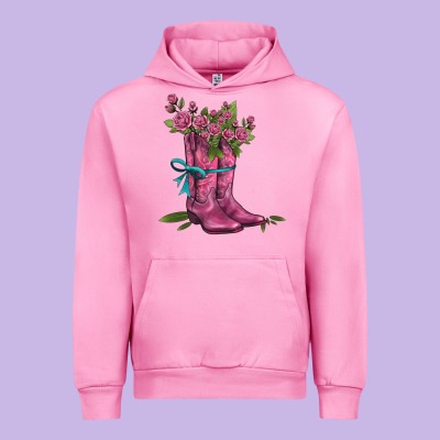Valentines Day Western Boots And Roses Urban Hoodie Designed By Adodesignshop