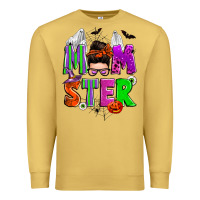 Antique Gold halloween momster messy bun Premium Sweatshirt - Zillion Design Studio