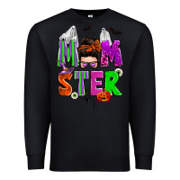 Black halloween momster messy bun Premium Sweatshirt - Zillion Design Studio