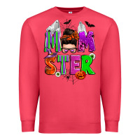 Cardinal halloween momster messy bun Premium Sweatshirt - Zillion Design Studio