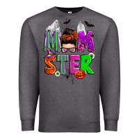 Charcoal Heather halloween momster messy bun Premium Sweatshirt - Zillion Design Studio