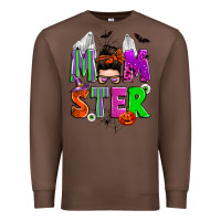 Chestnut halloween momster messy bun Premium Sweatshirt - Zillion Design Studio