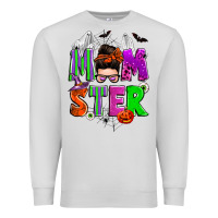 Dove Grey halloween momster messy bun Premium Sweatshirt - Zillion Design Studio