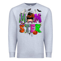 Heather Grey halloween momster messy bun Premium Sweatshirt - Zillion Design Studio